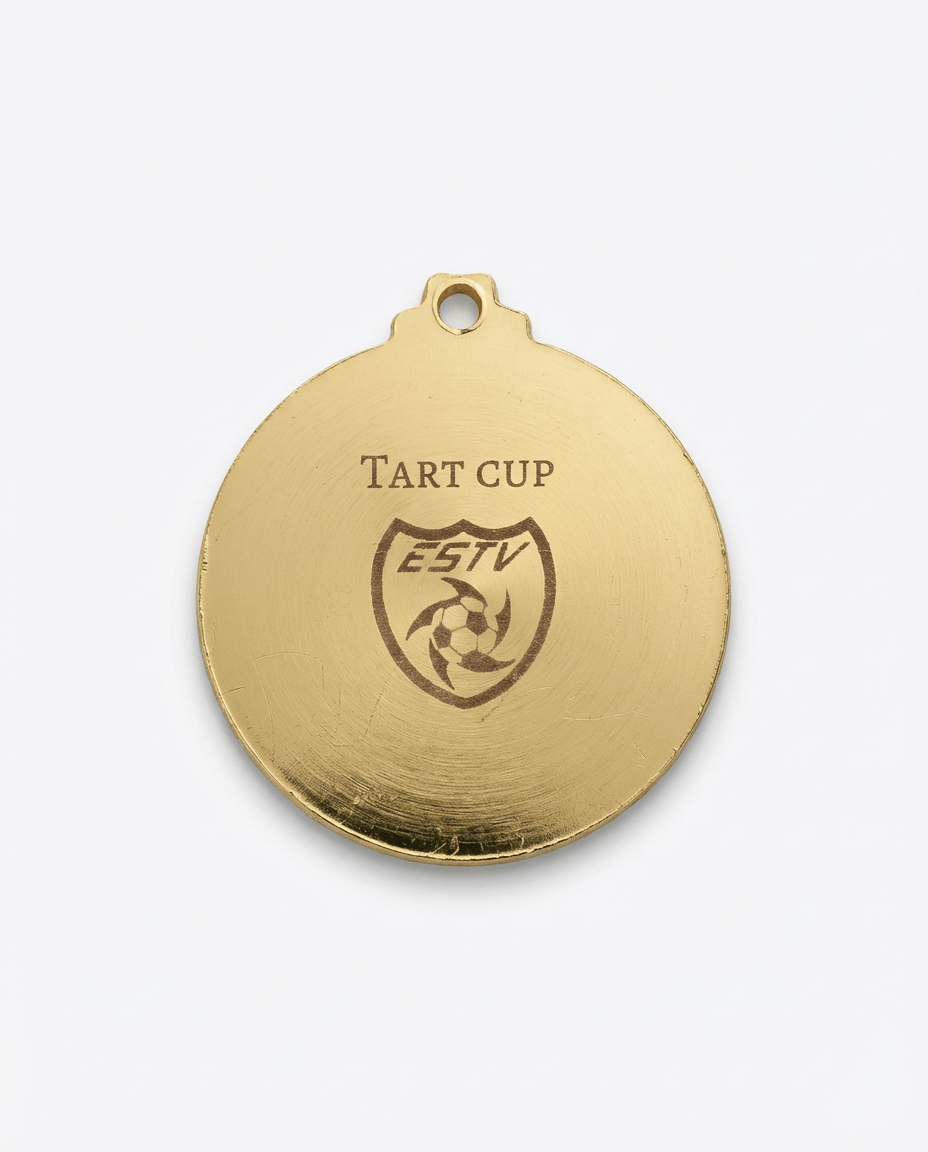 Médaille de football personnalisée 'Tart Cup' en métal doré pour récompense sportive par my-gravure.